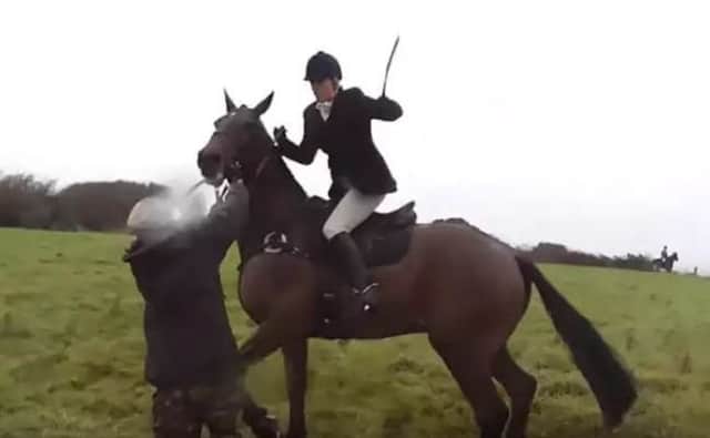 A still from the video taken by Brighton Hunt Saboteurs
