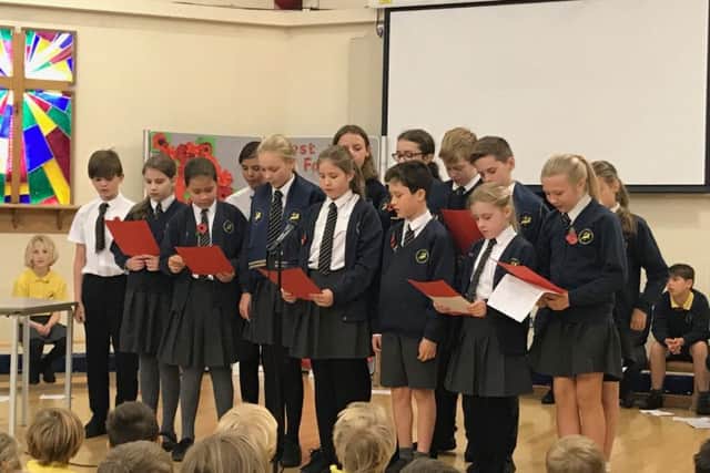 Pupils at St Giles Church of England Primary School in Horsted Keynes put on a special Remembrance Day assembly