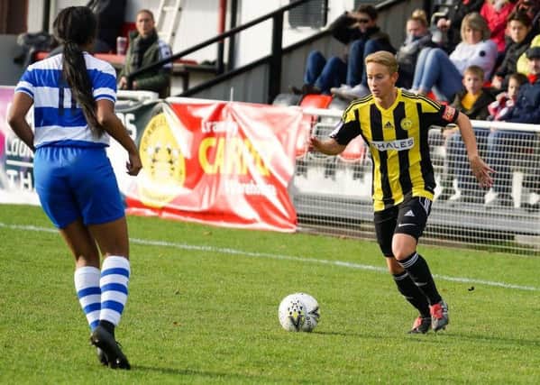 Crawley Wasps hat-trick hero Emma Plewa in action against QPR Girls Development in the woemn's FA Cup first round on November 11, 2018 at Oakwood Football Ground, Tinsley Lane, Crawley, Crawley. Photo: Ben Davidson, www.bendavidsonphotography.com (181111-0129) SUS-181211-163043002
