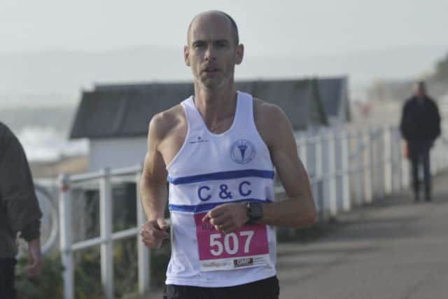 Thomas Stevens on his way to victory in the 2018 Poppy Half Marathon