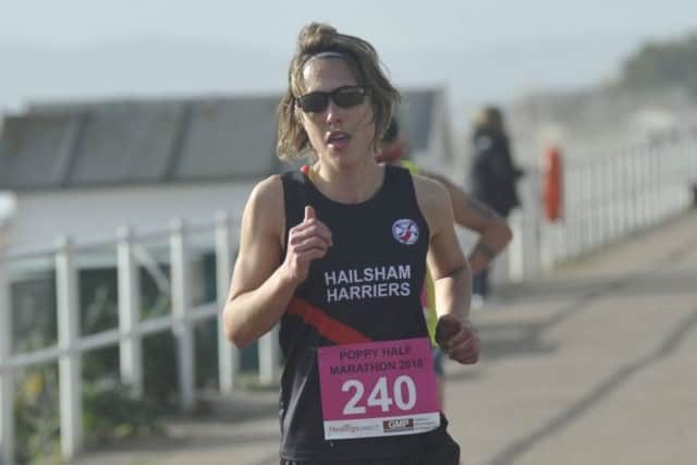 Rachel Hillman on her way to finishing first lady in the 2018 Poppy Half Marathon