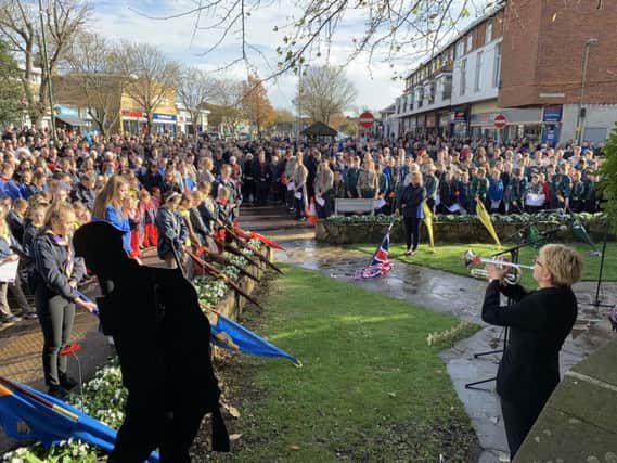 The Rustington remembrance parade on Remembrance Sunday, the 100th anniversary of Armistice Day, ended with a ceremony in Rustington village centre. Picture: Sue Sula