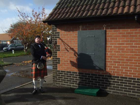 Piper Andrew McNie at the Yapton Remembrance Sunday commemorations