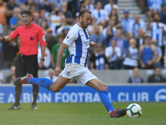 Glenn Murray scores from the penalty spot against Fulham. Picture by PW Sporting Photography