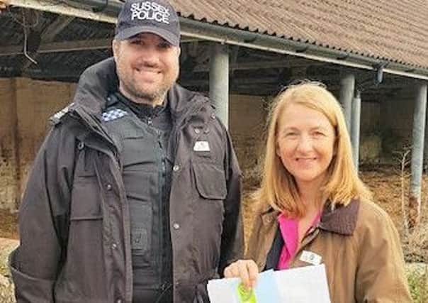 Sussex PCC Katy Bourne with wildlife crime officer Sergeant Tom Carter