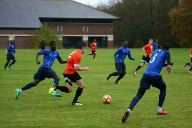 The University of Chichester's men's football first team on the attack / Picture by Jordan Colborne