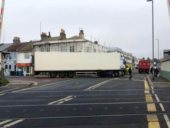 The scene in Portslade. Photo: Brighton and Hove Police/Twitter
