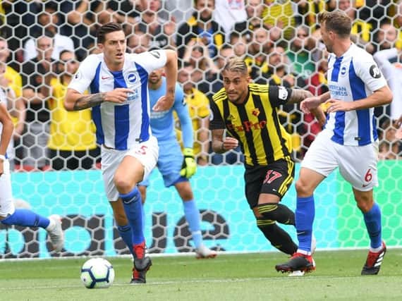 Lewis Dunk in action for Brighton. Picture by PW Sporting Photography