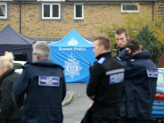 Police at the scene in Watson Close, Maidenbower