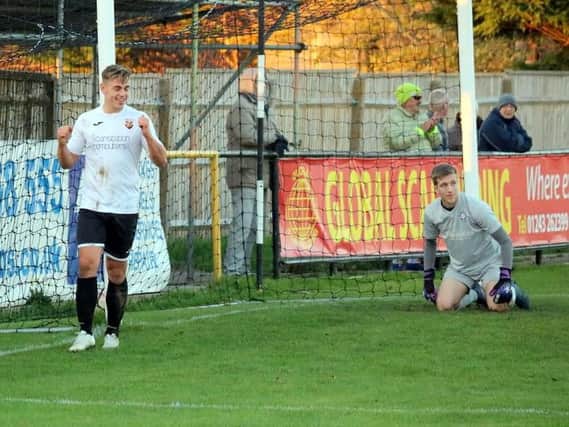 Callum Overton on his way to a hat-trick / Picture by Roger Smith