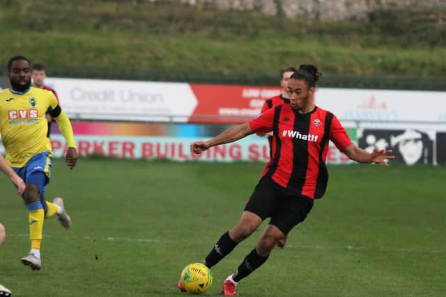 Action from Lewes v Haringey Borough. Picture by Angela Brinkhurst