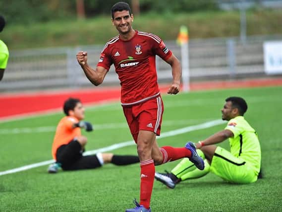 Omar Bugiel celebrates scoring for Worthing. Picture by Stephen Goodger