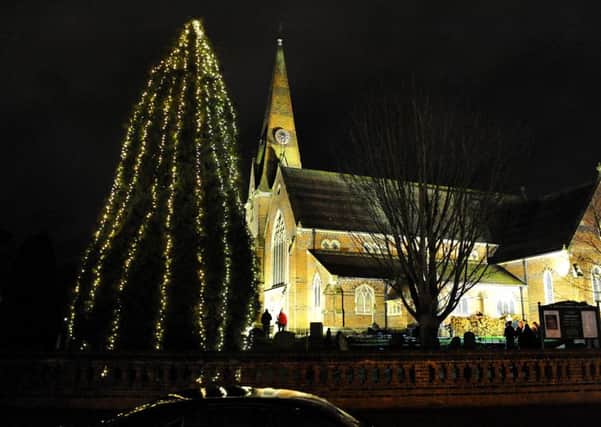 The Christmas tree lit up in Burgess Hill in previous years. Picture: Steve Robards