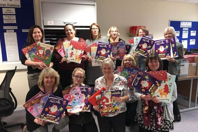 West Sussex County Council driver awareness team with some of the advent calendars