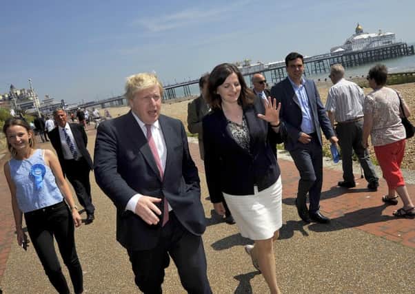 Eastbourne's former MP Caroline Ansell campaigning with Boris Johnson in Eastbourne last year