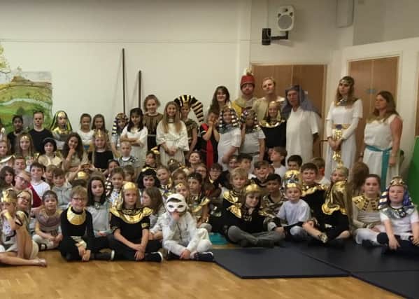 Handcross Primary shool staff and pupils at their Egyptian day