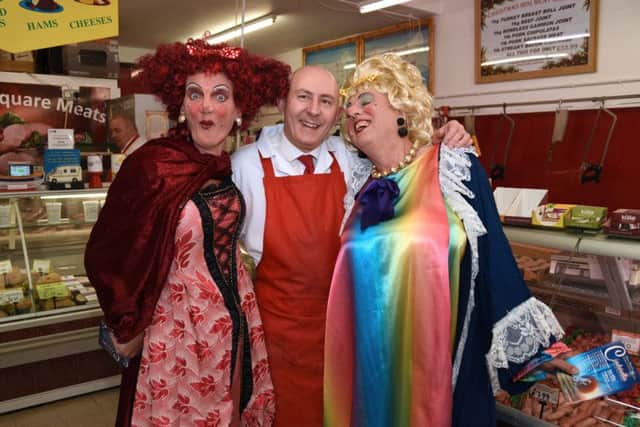 The Ugly Sisters, H Reeves, left, and Ian Bishop at Southwick Square Meats. Picture: Miles Davies