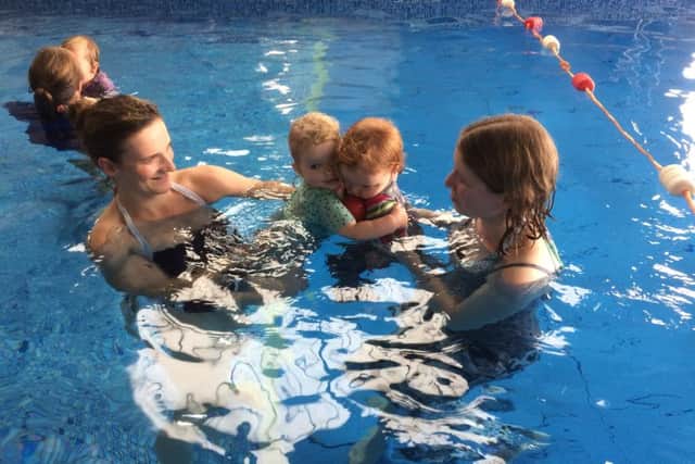 Little swimmers and their parents at Hilton Avisford Park