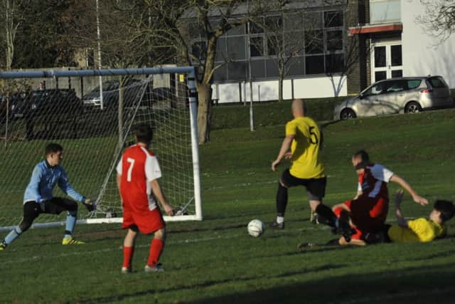AFC Hollington score a first half goal in their 4-3 win at home to Little Common III