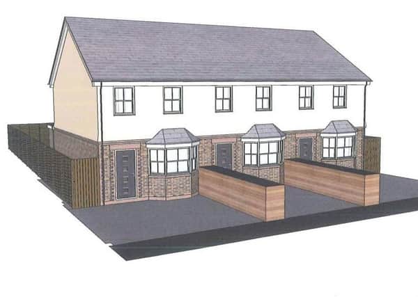 Plans for three new homes in Albany Road, Crawley, have been approved. Image: Rendered by Jake