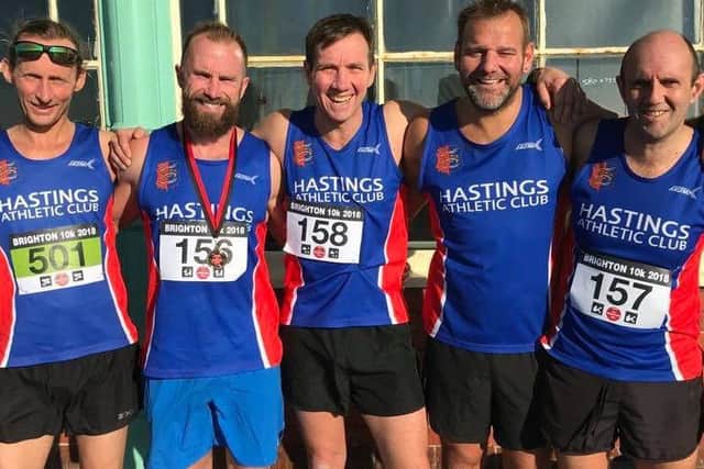 Hastings Athletic Club's contingent at the Brighton 10K. Picture courtesy Terry Skelton