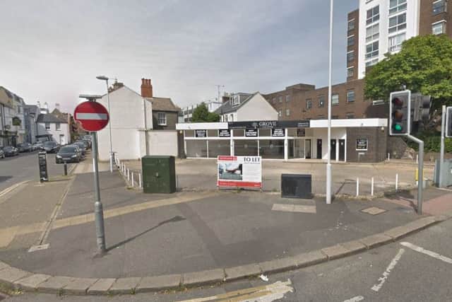 The plan would have seen eight spaces and a pay-and-display meter on the forecourt of the vacant Grove Car Centre in Portland Road, Worthing. Picture: Google