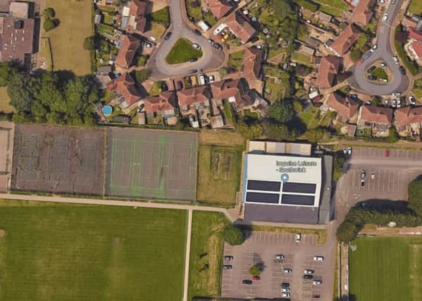 Aerial view of Southwick Leisure Centre showing the tennis courts to the east (photo from Google Maps)