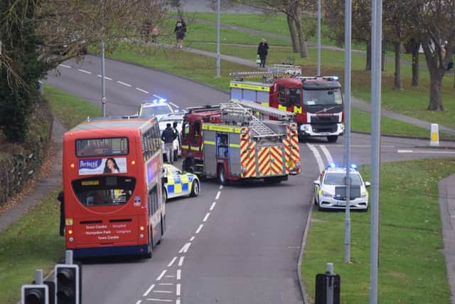 The scene after a crash in Langney Rise, photo Dan Jessup