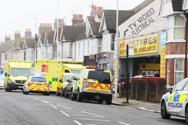 Paramedics are at the scene after reports of an explosion at SE Tyres in Tarring Road, Worthing