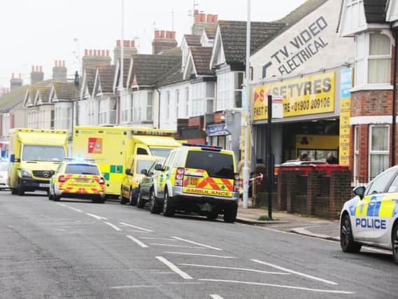 Paramedics are at the scene after reports of an explosion at Setyres in Tarring Road, Worthing