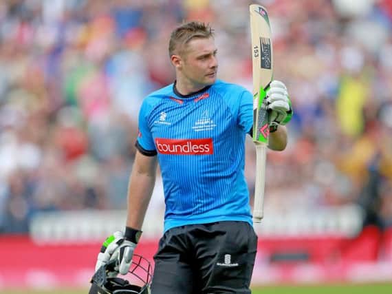 Luke Wright salutes the crowd after his 92 in the T20 Blast Finals Day at Edgbaston this year. Picture by Southern News & Pictures.
