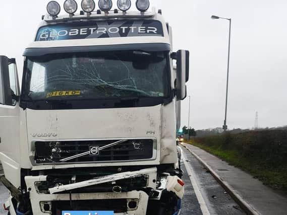 A27 blocked after lorry collision