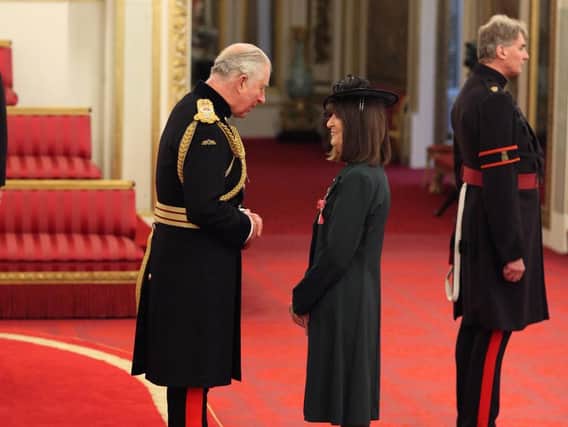Arun District Council leader Gillian Brown from Bognor Regis is made an OBE (Officer of the Order of the British Empire) by the Prince of Wales at Buckingham Palace. Picture: Yui Mok/PA Wire.
