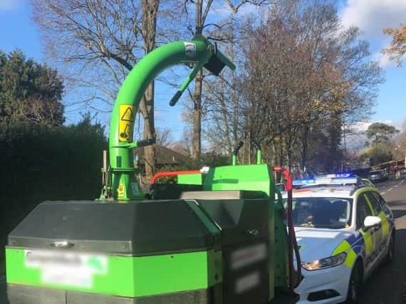 Police stopped a van towing a stolen woodchipper in Chichester yesterday morning. Picture courtesy of PC Tom Van Der Wee.