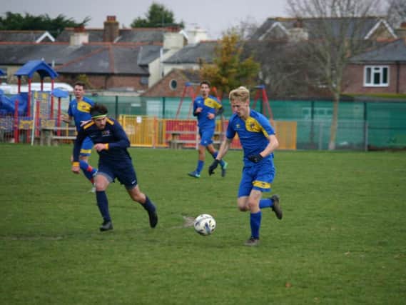 Cup action from Chichester University sixth team (in blue) against Kings College thirds. All pictures by Jordan Colborne.
