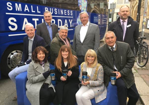 Small business minister Kelly Tolhurst (front row centre) with councillors and business people