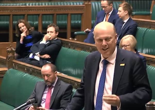 Transport Secretary Chris Grayling answering Chichester MP Gilllian Keegan's question on funding for the A27 in the Commons (photo from Parliament.tv).
