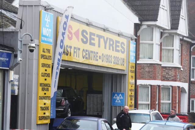 Setyres in Tarring Road, Worthing, on the day of the accident