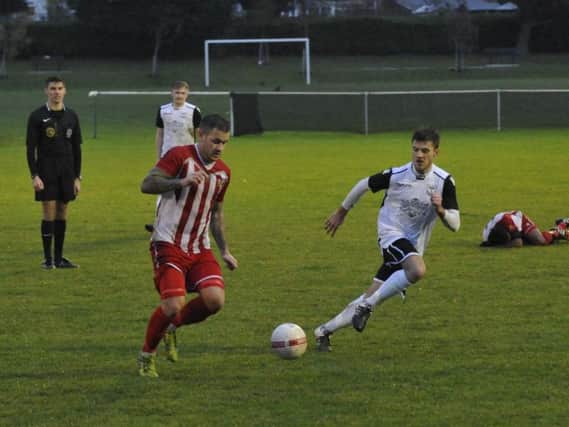Action from Bexhill United v Steyning Town. Picture by Simon Newstead