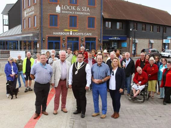Campaigners outside the Look & Sea Centre in Littlehampton