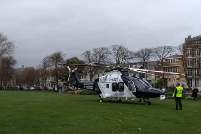 The air ambulance landed in Steyne Gardens, Worthing