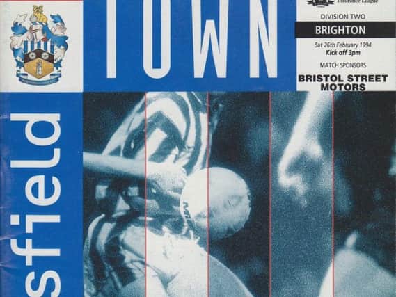 The front cover of the programme when Brighton played at Huddersfield in 1994.