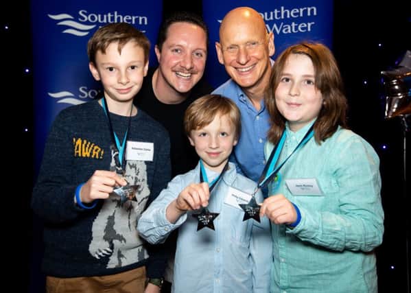 Ciaran McCrickard Photography - Southern Water Learn to Swim Achievers Awards, 2018 , The Mountbatten Leisure Centre, Portsmouth - Duncan Goodhew MBE and Mike Goody with Sebastian Clarke, Philip Edwards, and Herb Richey