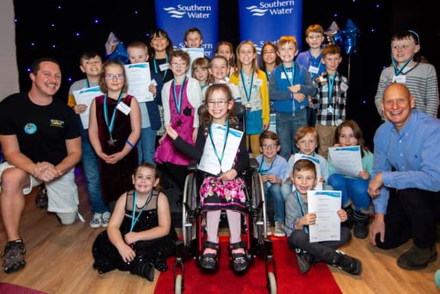 Ciaran McCrickard Photography - Southern Water Learn to Swim Achievers Awards, 2018 , The Mountbatten Leisure Centre, Portsmouth - Duncan Goodhew MBE and Mike Goody with all the winners