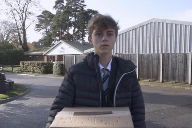 Lewis Renninson, 14, from Midhurst plays a role in the new RSPCA Christmas advert
