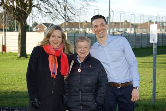 (Right to left) Sam Underhay, communications director at PepsiCo UK & Ireland, Sue Wellfare, herald of Recycling in Lancing and Duncan Gordon,  senior director: Corporate Affairs at PepsiCo,  Communications, M&A, Emerging Markets, Sustainability. Credit: Martin Bloomfield