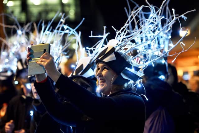 Thousands take part in the annual Burning the Clocks procession through the streets of Brighton to celebrate the winter solstice (
Photograph: Simon Dack

) SUS-180711-112931001