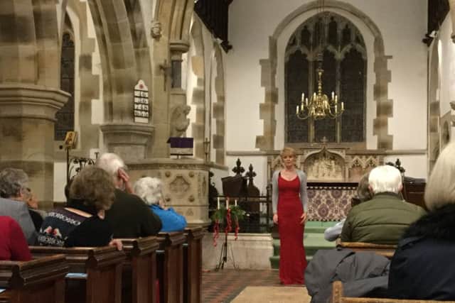 Thomasin Trezise, a professional opera singer, sang some beautiful well known arias in the stunning setting of St John the Baptist in Sedlescombe during a festive opera evening with carols SUS-181112-082416001