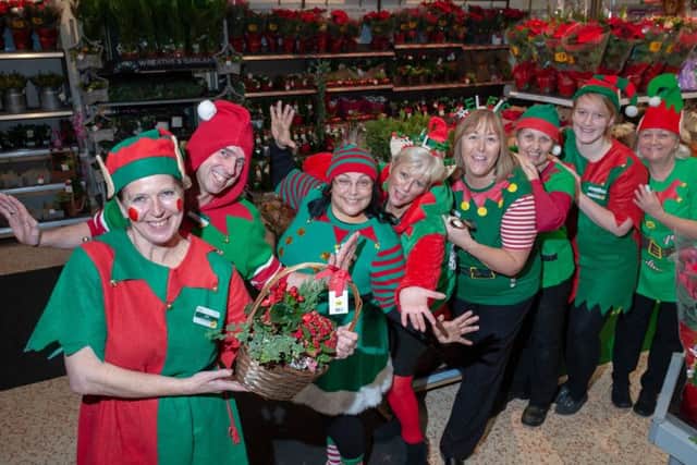 Staff at Morrisons Littlehampton dressed as a Christmas elves. Picture: Scott Ramsey