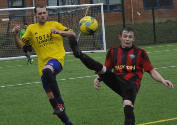 Action from the match between South Coast Athletico and Hawkhurst United II. Pictures by Simon Newstead